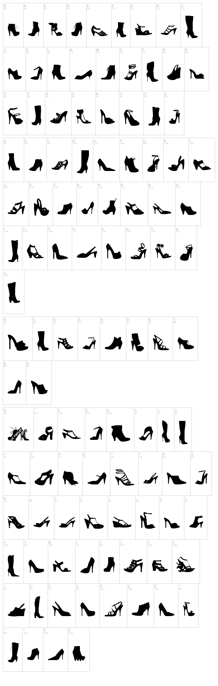 WC Fetish Bta font map